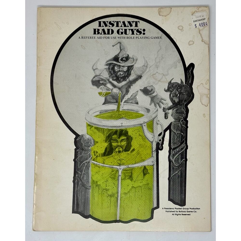 Instant Bad Guys Referee Aid 1977 Balboa Game Company RPG